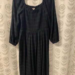 Smocked Plaid Puff Sleeve J. Crew Women's Dress